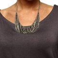 Morgan Ashleigh Silvertone and Gunmetal Crystal Bib Necklace