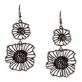Morgan Ashleigh Gunmetal-plated Black Glass Flower Earrings