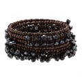 Morgan Ashleigh Brown-plated Black Glass Wrap Bracelet