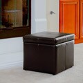 Square Brown PU Cube Storage Ottoman