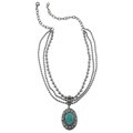 Southwest Moon Sterling Silver Gleeson Turquoise Ornate 3-Row Necklace