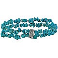 Southwest Moon Sterling Silver Turquoise Chip 2-strand Stretch Bracelet