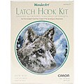 Wonderart Latch Hook 18-inch Round Snow Wolf Kit