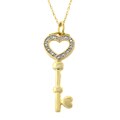 Fusion 14k Gold Overlay Diamond Accent Heart Key Necklace