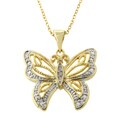 Fusion 14k Gold Overlay Diamond Accent Butterfly Necklace