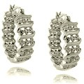 Finesque Silver Overlay Diamond Accent 'S' Design Hoop Earrings