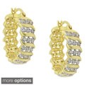Finesque 14k Gold Overlay Diamond Accent 'S' Design Hoop Earrings