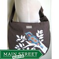 Handmade Heather Brown Canvas 'Bird On A Branch' Messenger Bag