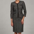 Tahari Women's Black/ White/ Pink Two-piece Skirt Suit
