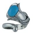 Southwest Moon Sterling Silver Sleeping Beauty Turquoise Lily Adjustable Ring