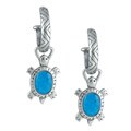 Southwest Moon Sterling Silver Kingman Turquoise Turtle Earrings