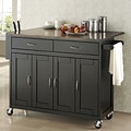Deryl Black Wood Modern Kitchen Cart