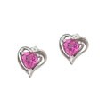 Sterling Silver Created Pink Sapphire Heart Earrings