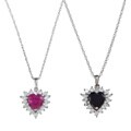 Sterling Silver Created Sapphire and Cubic Zirconia Necklace