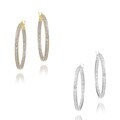 Rhodiumplated Diamond Accent Hoop Earrings
