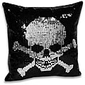 Sequin Skull and Crossbone Decorative Pillow