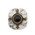 Cam & Zooey Goldtone Howlite and Onyx Ring