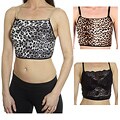 The Mini Cami Women's Leopard and Black Scallop Lace Mini Camisoles (Pack of 2)