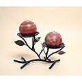 Double Metal Twigs and Leaves Candleholder