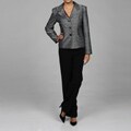 Danillo Women's Silver/ Black 3-button Pant Suit