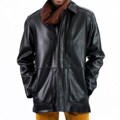 United Face Men's 'Hipster' Black Leather 3/4-length Jacket