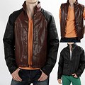 United Face Men's Leather Zip-off Sleeve Jacket