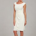 Connected Apparel Women's Ivory Ruche Dress