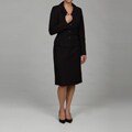Le Suit Women's Black/ Red 3-button Skirt Suit