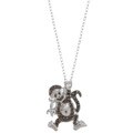 Sterling Silver Black Diamond Accent Playful Monkey Necklace