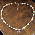 Peyote Bird Designs Pearl and Amazonite Necklace (7 mm)(China)