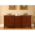 Silkroad Exclusive Granite Top 76-inch Double Sink Vanity Cabinet