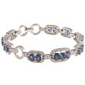 18k White Gold 3ct TDW Diamond and Sapphire Estate Bracelet (J-K, SI1-SI2)