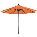 Premium 9-foot Round Tuscan Orange Wood Patio Umbrella