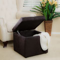 Square Black Microfiber Cube Storage Ottoman