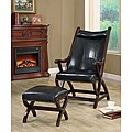 Dark Brown Leather-look Hunter Chair with Ottoman