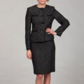 Evan Picone Women's Black Four-button Tweed Skirt Suit