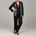Evan Picone Women's Navy Tonal Stripe One-button Pant Suit