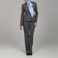 Anne Klein Women's Dark Charcoal Plaid Pant Suit