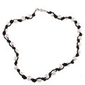 Sterling Silver Freshwater Pearl Leather Necklace (9-10 mm)