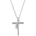Sterling Silver Clear Cubic Zirconia Cross Necklace