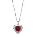 Sterling Silver Lab-created Ruby and CZ Heart Necklace