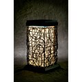 Black Steel and Faux Wicker Outdoor Solar Lamp