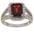 Glitzy Rocks Sterling Silver Garnet and Diamond Accent Ring