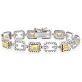 Glitzy Rocks Sterling Silver 7 CTW Citrine and Diamond Accent Link Bracelet