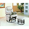 Taupe Swivel Rocker Recliner with Ottoman