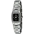 Swiss Edition Women's Tungsten Black Dial Crystal Accent Watch