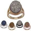 Caribe Gold Oval Druzy Ring
