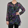 AnnaLee & Hope Women's Watercolor Printed Sheer Tunic Top