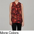 AnnaLee & Hope Women's Tie Front Printed Sleeveless Top