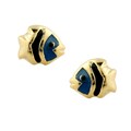 Gold over Silver Blue Fish Earrings